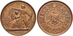 Schützentaler, Schützenmedaillen & Schützenvaria 
 Zürich 
 Bronzemedaille 1877. Winterthur. Freischiessen. 46.19 g. Richter (Schützenmedaillen) 173...