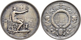 Schützentaler, Schützenmedaillen & Schützenvaria 
 Zürich 
 Silbermedaille 1895. 38.81 g. Richter 1756b. Fast FDC / About uncirculated.