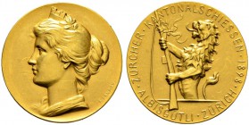 Schützentaler, Schützenmedaillen & Schützenvaria 
 Zürich 
 Goldmedaille 1898. Zürich-Albisgütli. Zürcher Kantonalschiessen. 14.34 g. Richter (Schüt...