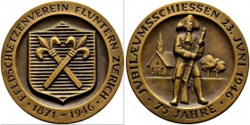 Schützentaler, Schützenmedaillen & Schützenvaria 
 Zürich 
 Bronzemedaille 1946. Feldschützenverein Fluntern, Jubiläumsschiessen. 61.96 g. Richter 1...