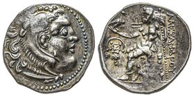 Royaume de Macedonie
Alexandre III le Grand 336-323 avant J.-C.
Drachme, Chios, 336-323, AG 4.09 g.
Avers : Tête d'Herculis à droite avec une peau de ...