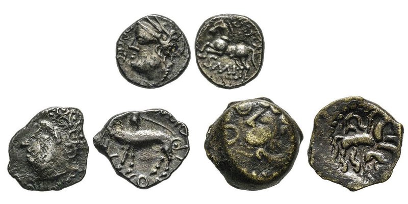 Séquanes et Suessions
Lot de trois monnaies, Ier siècle avant J.-C. 
Denier SEQU...