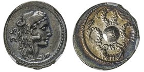 Gens Cornelia - Faustus Cornelius Sulla 
Denarius, Rome, 56 avant J. C., AG 4.05 g. 
Avers : Tête du jeune Hercule à droite, coiffée d’une coiffe en p...