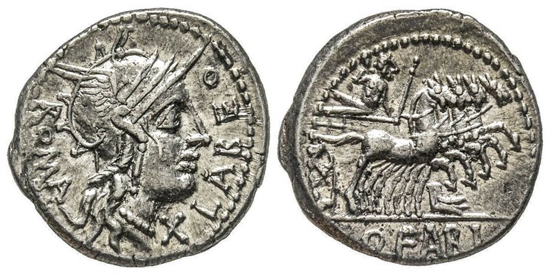 Gens Fabia - Q. Fabius Labeo
Denarius, Rome, 124 avant J.-C., AG 3.99 g.
Avers: ...