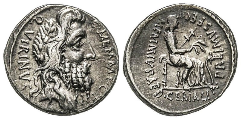 Gens Memmia - C. Memmius
Denarius, Rome, 56 avant J.C., AG 3.85 g.
Avers : Tête ...
