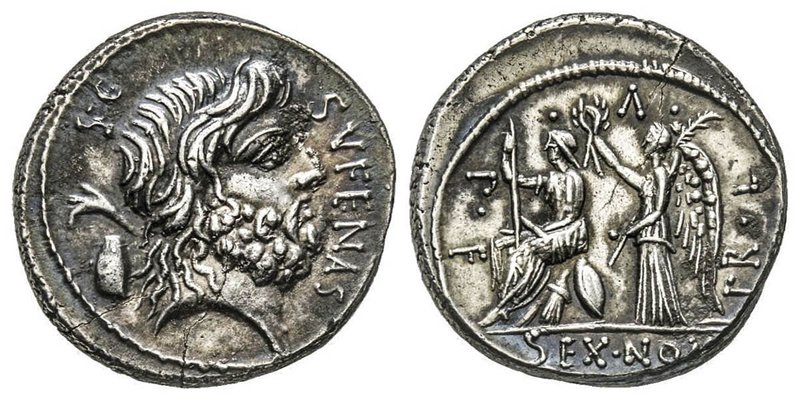 Gens Nonia - Nonius Sufenas
Denarius, Rome, 59 avant J.C., AG 3.96 g. 
Avers : T...