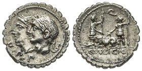 Gens Sulpicia - C. Sulpicius C.f. Galba 
Denarius, Rome, 106 avant J.C., AG 3.92 g.
Ref : Craw. 312/1, Syd. 572
Conservation : Superbe