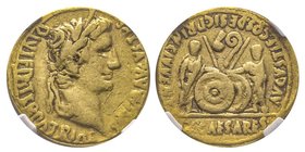 Empire Romain
Augustus 27 avant J.C. - 14 après J.C.
Aureus, Lugdunum (Lyon), 2 avant J.C.-14 après J.C., AU 7.85 g
Avers : CAESAR AVGVSTVS DIVI F PAT...