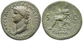 Nero 54-68
Sestertius, Lugdunum, 66, AE 26.02 g. 
Avers : NERO CLAVD CAESAR AVG GER PMTRP IMP PP Tête lauré à gauche 
Revers : S-C ROMA tenant une Vic...