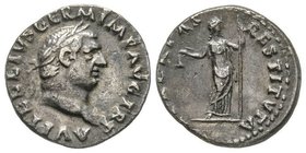Vitellius 69
Denarius, Rome, 69, AG 3.00 g.
Avers : A VITELLIVS GERMAN IMP AVG TR P Tête laurée à droite
Revers : LIBERTAS RESTITVTA Libertas debout, ...