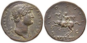 Hadrianus 117-138
Sestertius, Rome, 125-128, AE 23.23 g. Avers : HADRIANVS AVGVSTVS Tête laurée à droite Revers : COS III en bas S-C EXPED AVG L’emper...