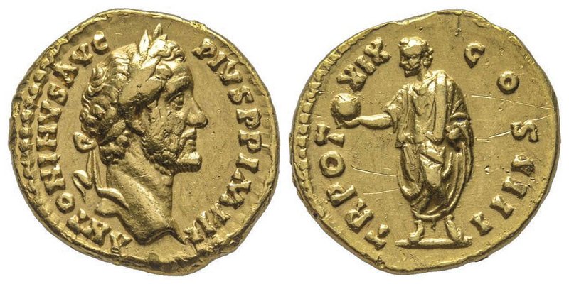 Antoninus Pius 138-161
Aureus, Rome, 155-156, AU 7.21 g. Avers : ANTONINVS AVG P...