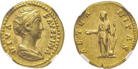 Antoninus Pius pour Faustina Augusta 138-141 (femme de Antoninus Pius) Aureus, Rome, 141-161, AU 7.29 g. Avers : DIVA FAVSTINA Buste drapé à droite Re...