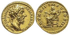 Marcus Aurelius 161-180 
Aureus, Rome, 168, AU 7.22 g.
Avers : M ANTONINVS AVG ARM PARTHMAX Buste lauré à droite 
Revers : TR P XXII IMP V COS III Aeq...