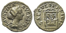 Marcus Aurelius pour Faustina II, Augusta 147-175
Denarius, Rome, 164-165, AG 3.55 g.
Avers : FAVSTINA AVGVSTA Buste drapé et diademé à droite
Revers ...