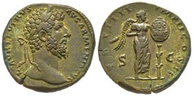 Lucius Verus 161-169 
Sestertius, Rome, 165-166, AE 26.91 g. Avers : L AVREL VERVS AVG ARMENIACVS Tête laurée à droite Revers : TR P IIII IMP II COS I...