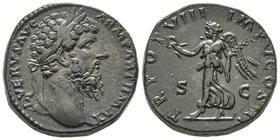 Lucius Verus 161-169 
Sestertius, Rome, 167-168, AE 24.57 g. Avers : L VERVS AVG- ARM PATH MAX Tête laurée à droite Revers : TR POT VIII- IMP IIII COS...