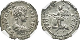 Geta Caesar 198-209 
Denarius, Rome, 200-202, AG 3.35 g.
Ref : C. 206, RIC 23
Conservation : NGC Choice AU 4/5 - 5/5