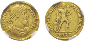 Julianus II 360-363
Solidus, Antiochia, 10ème officine, 361-363, AU 4.06 g. Ref : RIC 195, Dep. 15/1, Sear 19106 Conservation : NGC Choice Fine 5/5 - ...