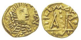 Mérovingiens
Théodebert II roi d’Austrasie de 595 à 612 Tremissis, Arvernum, Clermont (Puy-de Dôme), AU 1.28 g. Avers : (THIOD BIRTI) Revers : (MON CI...