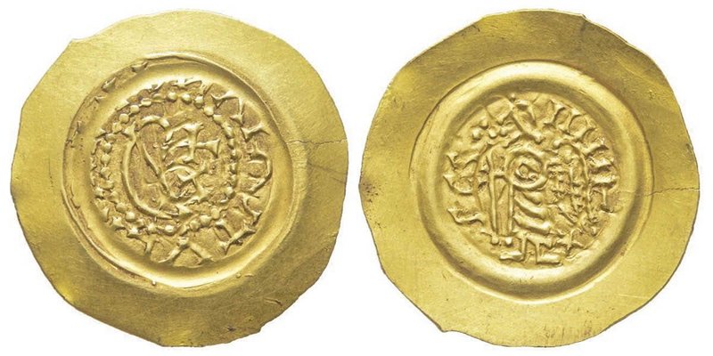 Aistulf, 749-758
Tremissis, Pavia, avec lettre T à l’avers dans le monogramme CR...