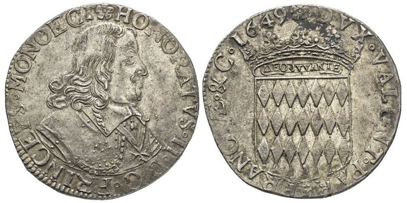 Monaco
Honoré II 1604-1661
Écu de 3 Livres ou 60 Sols au buste cuirassé, 1649,...