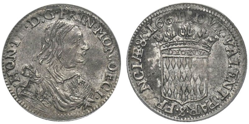 Monaco
Honoré II 1604-1661
1/12 Écu ou 5 Sols, 1661, AG 2.15 g.
Ref : G. MC17, C...