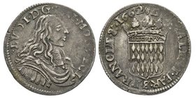 Monaco, Louis I 1662-1701 
1/12 Écu ou 5 Sols, 1662, AG 2.08 g.
Ref : G. MC50, CC 69, KM#36
Conservation : TTB