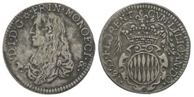 Monaco, Louis I 1662-1701 
1/12 Écu ou 5 Sols, 1665, AG 2.15 g.
Ref : G. MC51, CC 79, KM#40
Conservation : TB/TTB