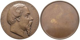 Monaco, Charles III 1856-1889
Médaille en bronze uniface, 1879, AE 88.6 g. 56 mm par Ponscarme
Avers : CAROLVS III PRINCEPS MONOECI
Conservation : Sup...