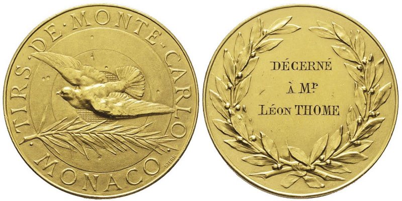 Monaco, Albert Ier 1889-1922
Médaille en or, Tirs de Monte Carlo, autour de 1900...
