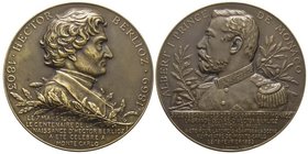Monaco, Albert Ier 1889-1922
Médaille en bronze pour Berlioz, AE 68.5 g. 50mm
Avers : HECTOR BERLIOZ 1803-1869 LE 7 MARS 1903 LE CENTENAIRE DE LA NAIS...
