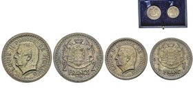 Monaco, Louis II 1922-1949
Coffret avec 1 et 2 Francs ESSAI, AG 5.2 et 10.4 g.
Ref : G. MC 133-131
Conservation : FDC, livrées dans leur coffret d'ori...