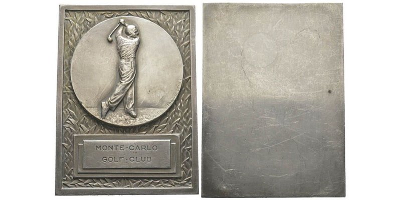 Monaco, Louis II 1922-1949
Plaque uniface, Monte-Carlo Golf Club, bronze argenté...