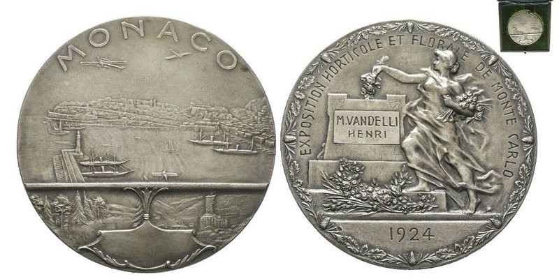 Monaco, Louis II 1922-1949
Médaille en argent, 1924, Exposition horticole et flo...