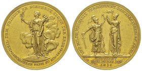 Prussie, Friedrich Wilhelm III 1797-1840
Médaille en or de 1816, commémorant le deuxième Traité de Paix de Paris, le 20 novembre 1815,
AU 18.03 g....
