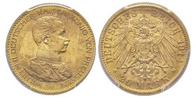 Prussie
Wilhelm II 1888-1918
20 Mark, Berlin, 1914 A, AU 7.96 g.
Ref : Fr. 3833, KM#537, J.253
Conservation : PCGS MS64+