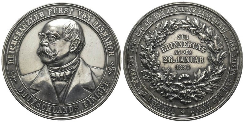 Wilhelm II 1888-1918
Médaille en bronze argenté, 1894, 369 g. 100 mm par Dürrich...