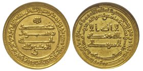 Empires Arabes
Califes abbassides, 2ème periode, al-Mu'tazz 251-255 AH (866-869). 
Dinar, Misr?, AU 
Ref : Fr. 12
Conservation : NGC MS64. Fleur de co...
