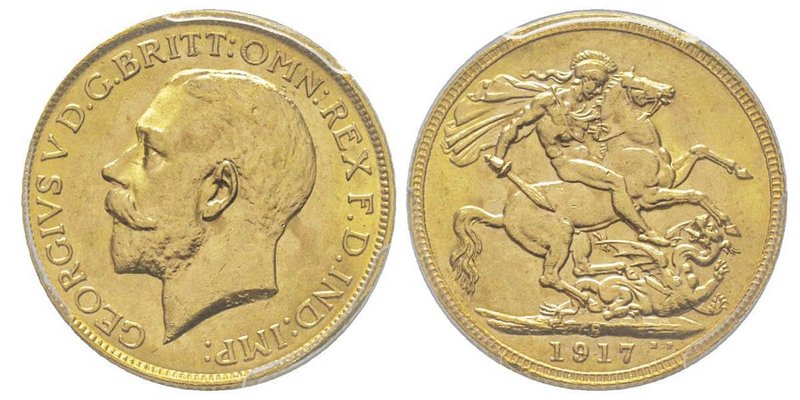 Australia
George V 1910-1936
Sovereign, Perth, 1917 P, AU 7.98 g. 917‰
Ref : Fr....