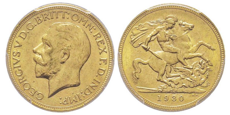 Australia
George V 1910-1936
Sovereign, Perth, 1930 P, AU 7.98 g. 917‰
Ref : Fr....