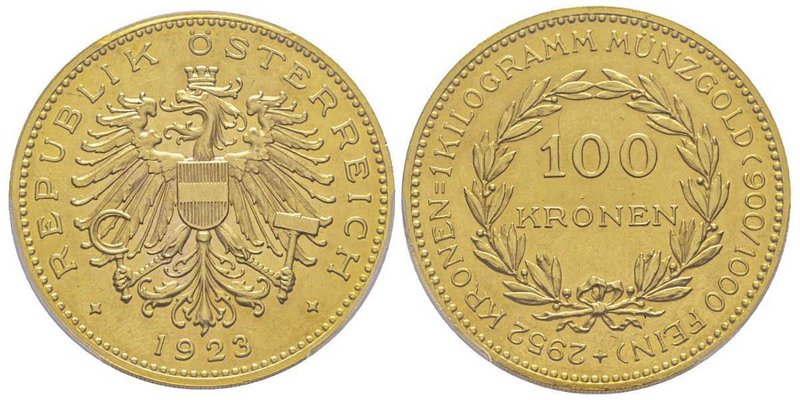 Austria
République 1918-
100 Kronen, Vienne, 1923, AU 33.90 g.
Ref : Fr. 518, KM...