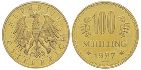Austria
République 1918-
100 Schilling, 1927, AU 23.52 g.
Ref : Fr. 520, KM#2842
Conservation : PCGS PL64
