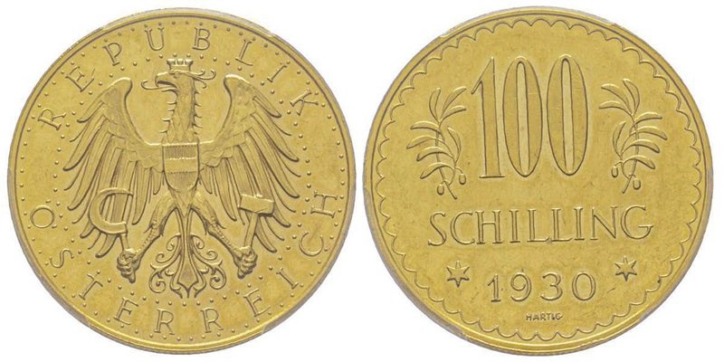 Austria
République 1918-
100 Schilling, 1930, AU 23.52 g.
 Ref : Fr. 520, KM#284...