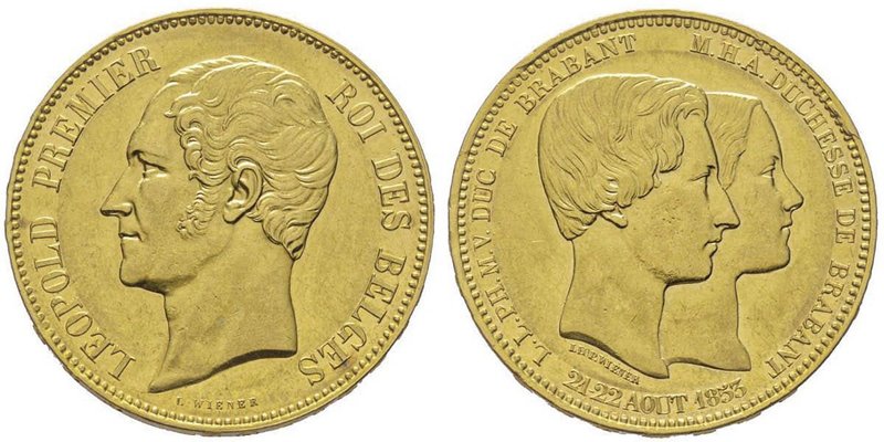 Leopold I 1831-1865
100 Francs, 1853, AU 32.25 g.
Ref : Fr. 409, Bogaert 535
Con...