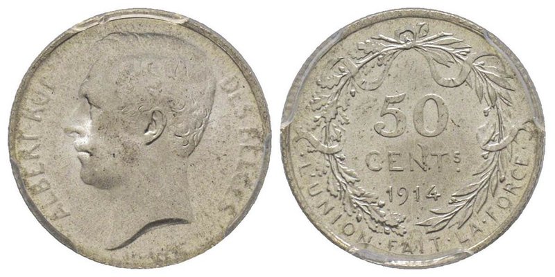 Leopold I 1831-1865
50 Centimes, Bruxelles, 1914, AG 2.50 g.
Ref : KM#70
Conserv...