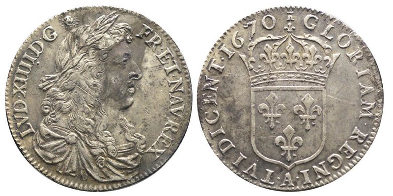 Canada, Louis XIV 1643-1715
15 Sols, 1670 A, AG
Avers : LVD XIIII D G FR ET NAV ...