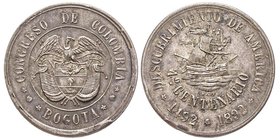 Colombia, Republic
Médaille en argent frappée pour le 400ème anniversaire de la découverte de l'Amerique, Bogota, 1892, AG 20.04 g.
Conservation : Sup...