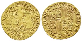 Fernando II et Isabella (Reyes Católicos) 1474-1504
1 Ducat, Valencia, AU 3.46 g.
Ref : Cal. 164, Fr. 82
Ex Vente Jesus Vico Juin 2015, lot 356
Conser...