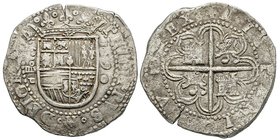 Felipe II 1556-1598
8 Reales (COB), Sevilla, 1590, AG 26.99 g.
Ref : Cal. 241, Cayon 239-243 
Conservation : TTB